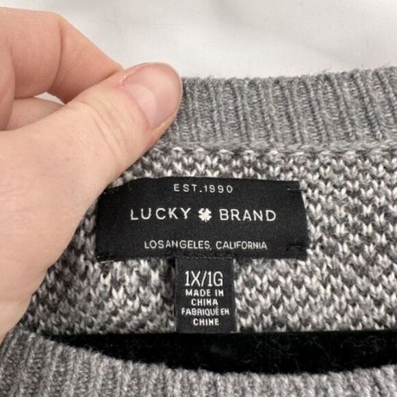 Lucky Brand Leopard Cheetah Print Gray Pullover Sweater Size 1X - Picture 3 of 11